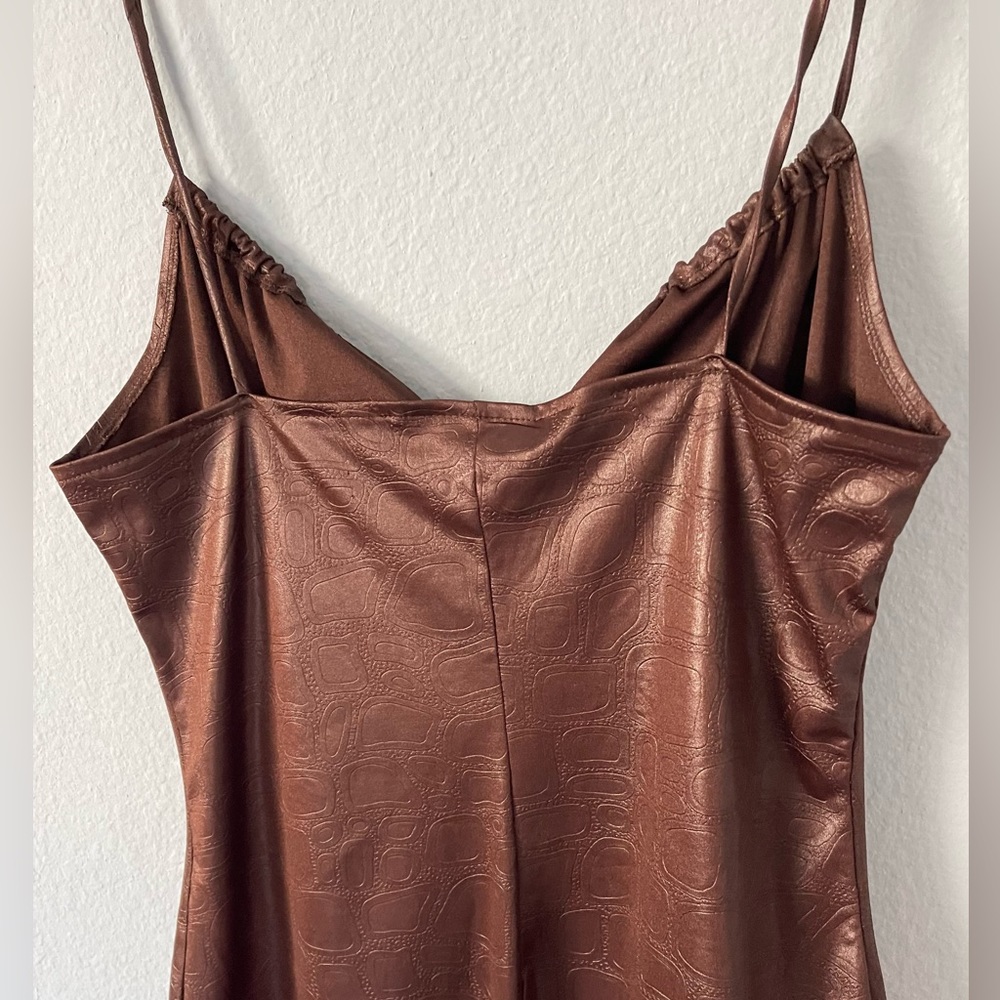 OPERA Made in USA Strappy Front Tie Mini Dress in Brown Size XS - Picture 6 of 7